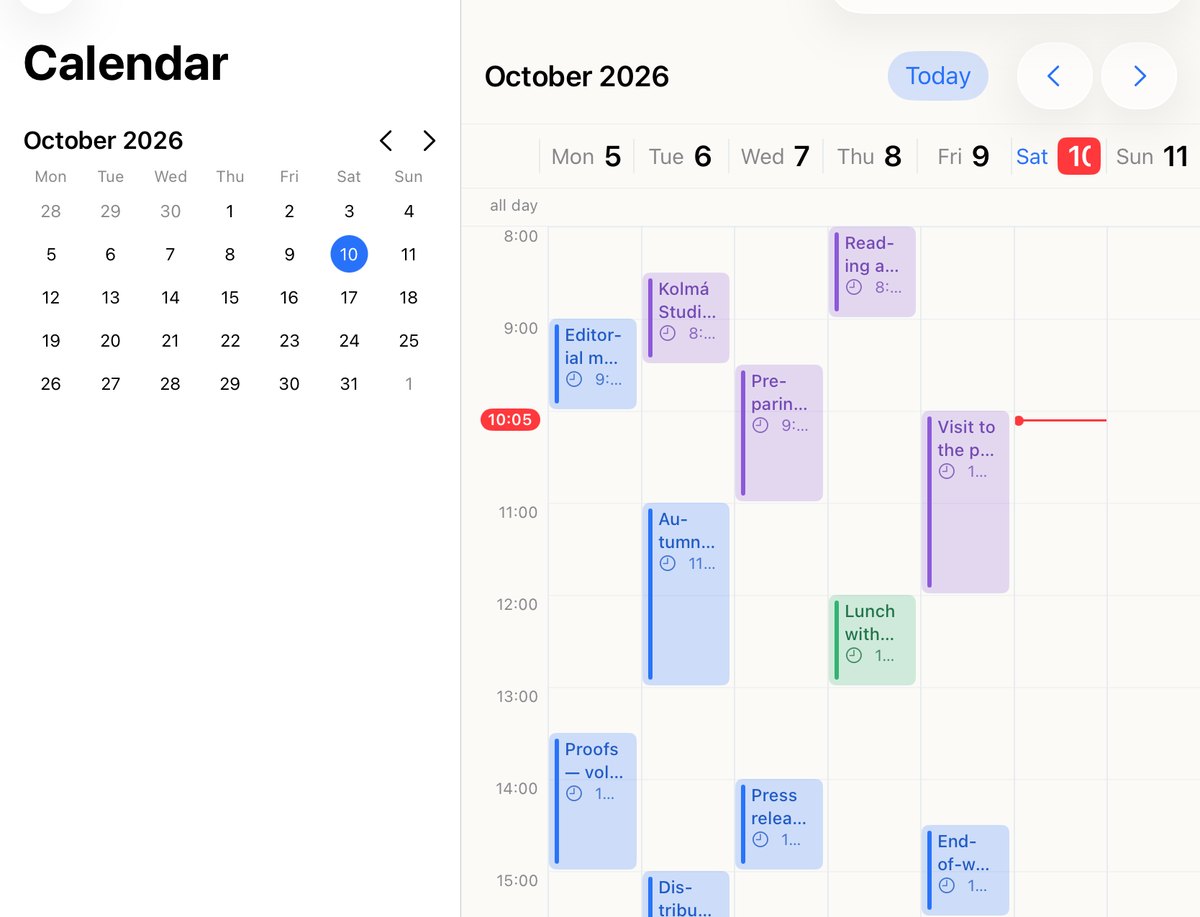 The calendar, and notes for meetings — NotaBene