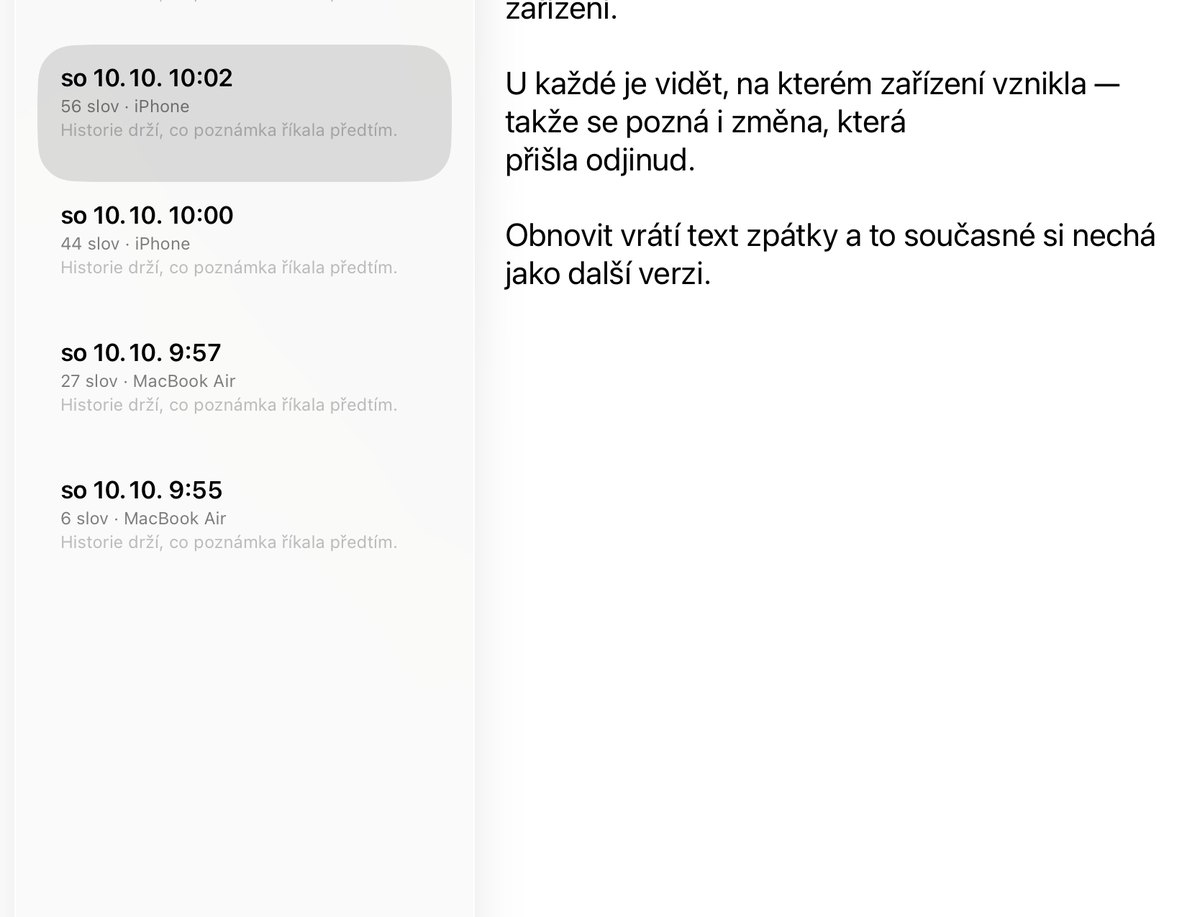 Nic se neztratí — historie poznámky — NotaBene