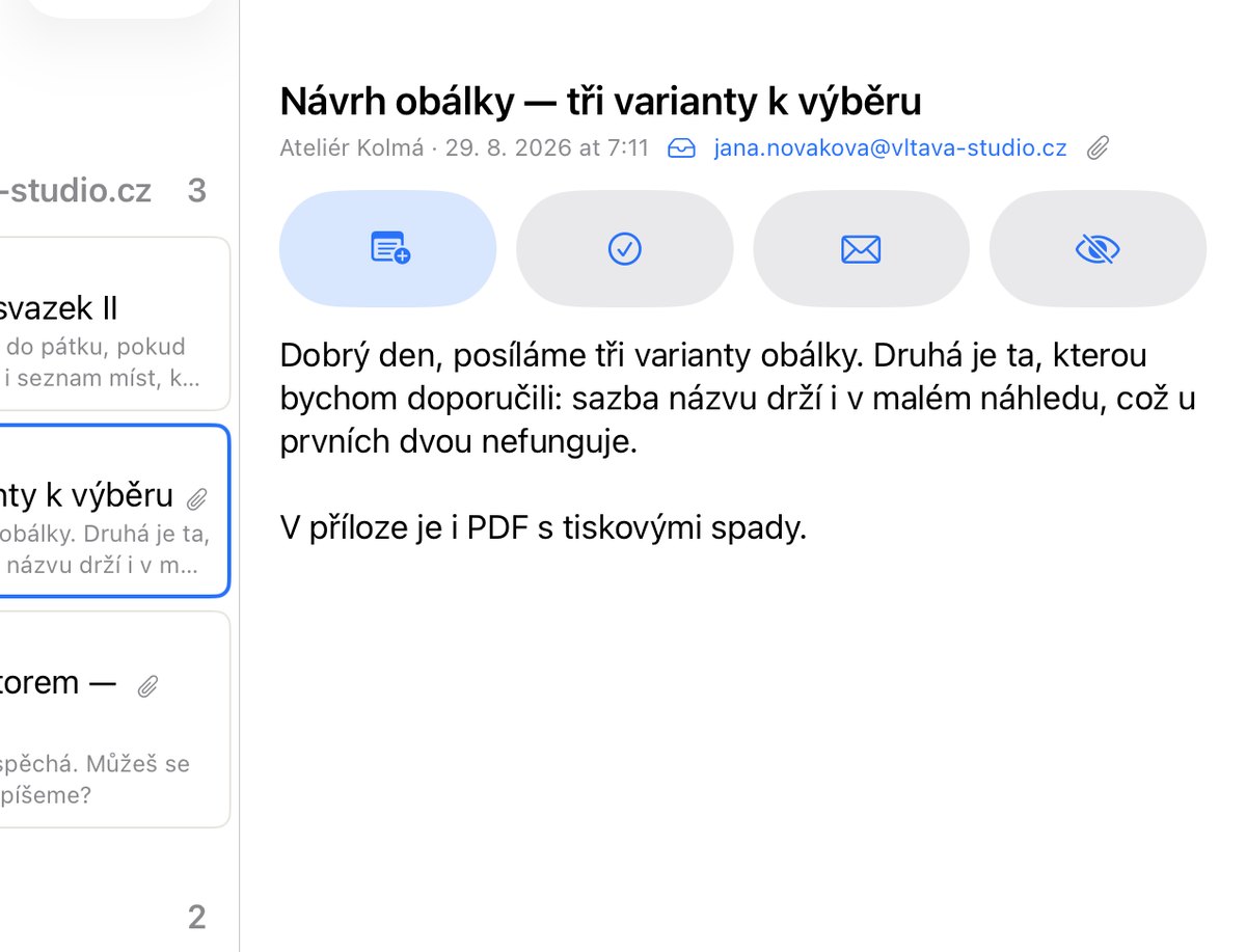 Označený e-mail se stane poznámkou — NotaBene
