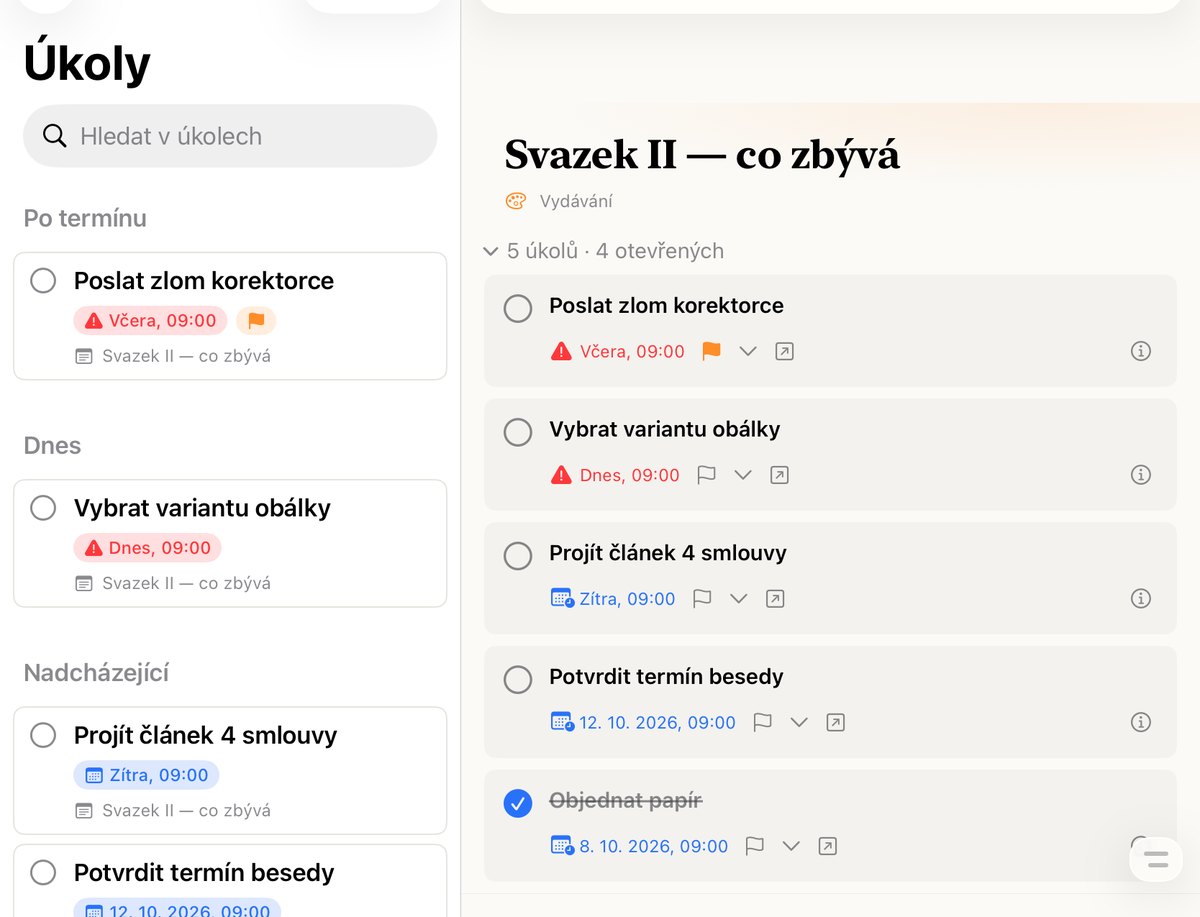 Úkoly uvnitř poznámek — NotaBene